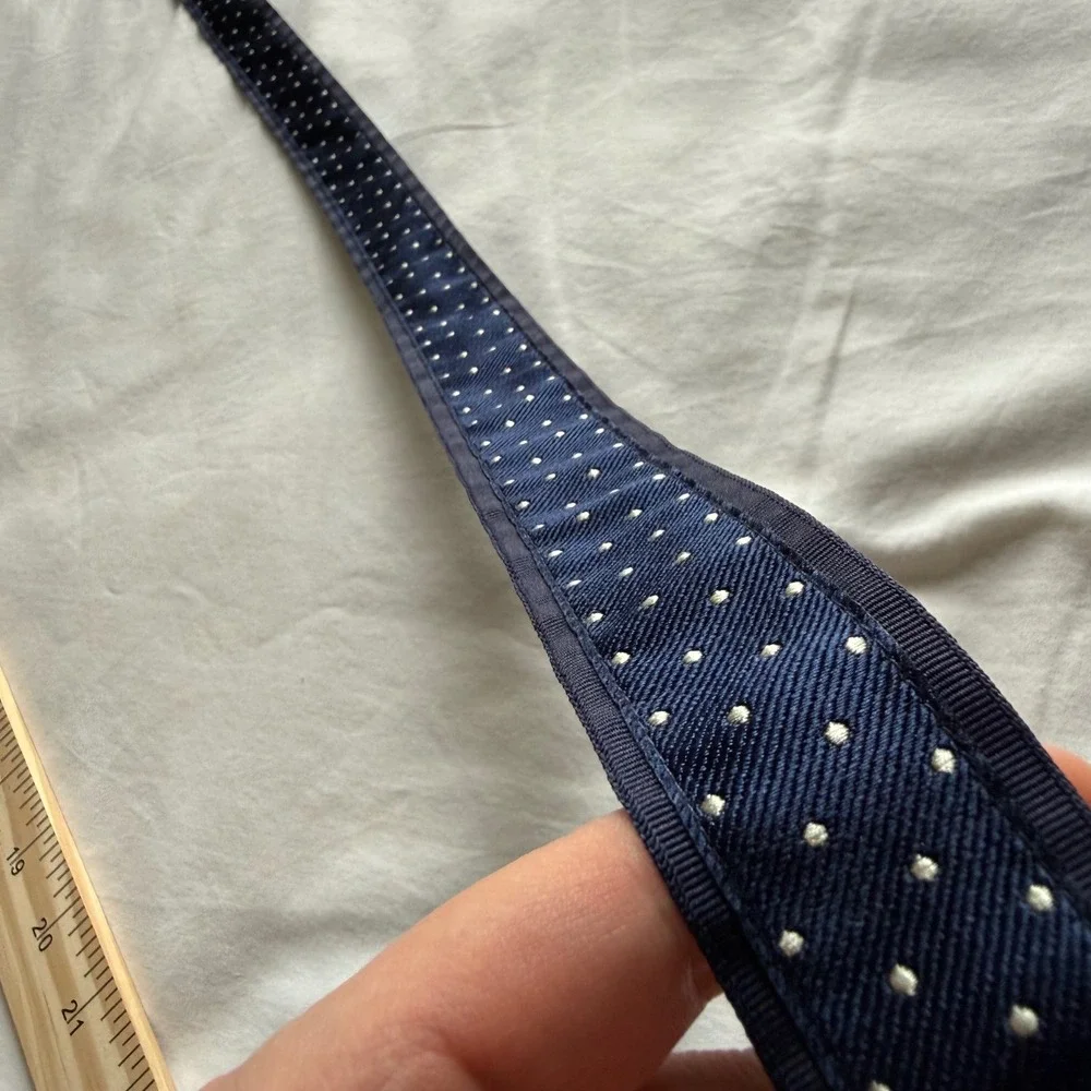 Polo Ralph Lauren Kids Navy Blue Polka Dot D-Ring Ribbon Belt Size 16 Preppy